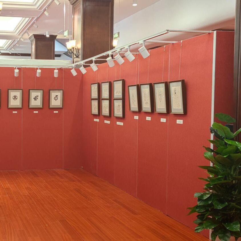 艺术画廊墙 书画作品展示墙布置 移动展墙布面 美术书法展板租赁