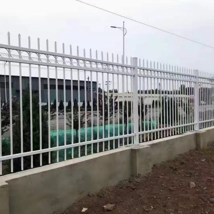 安平耀江学校医院厂区户外铁艺喷塑组装锌钢围墙栅栏防护栏杆蓝色 白色图片