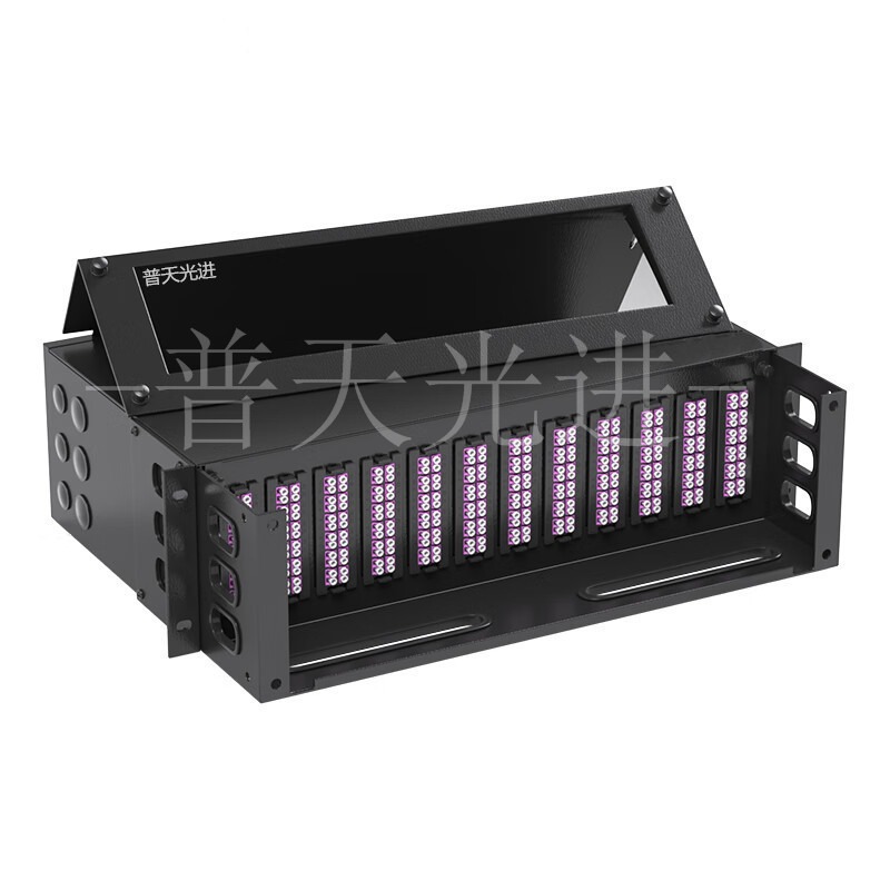 12芯MPO光纤配线架 综合布线OM3模块盒 模块化光缆终端盒 19英寸安装 预端接模块盒 OM3光纤跳线 数据中心机房