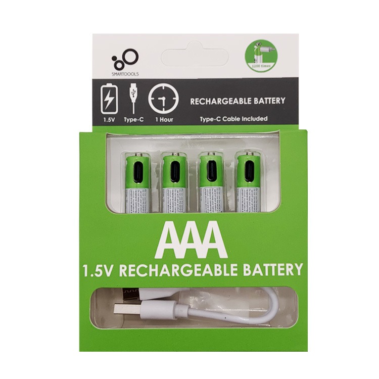 7号锂电池1.5V可充电SMARTOOOLS电池AAA4节套装图片
