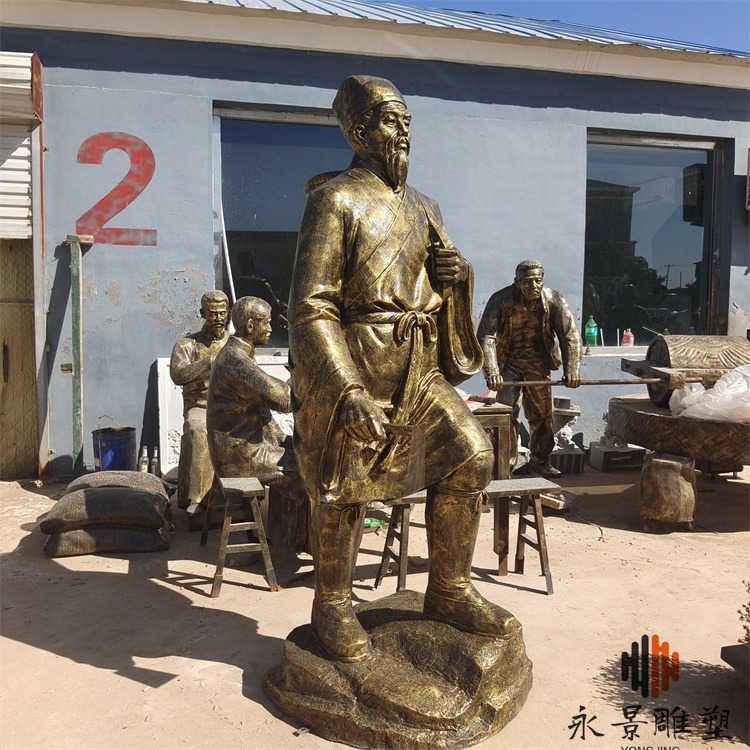 李时珍雕像 玻璃钢仿铜古代四大名医人物雕塑加工厂图片
